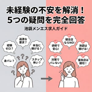 【未経験の不安を解消】池袋メンズエステ求人で働く前に知りたい5つの疑問を完全回答！